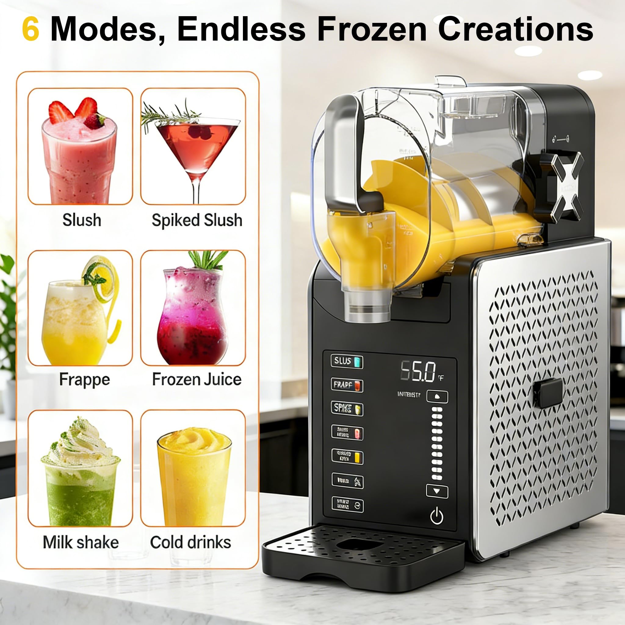 Máquina de granizados para el hogar, tecnología RapidChill de 1,9L, 5 programas inteligentes y apta para lavavajillas, sin hielo ni ingredientes calientes, para granizados, granizados con alcohol