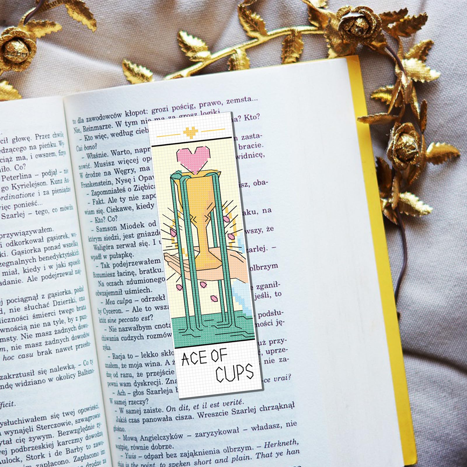 Kit Point De Croix Marque-pages - 6 Motifs Cartes De Tarot - 11 CT - Tissu Imprimé Lavable - Débutants