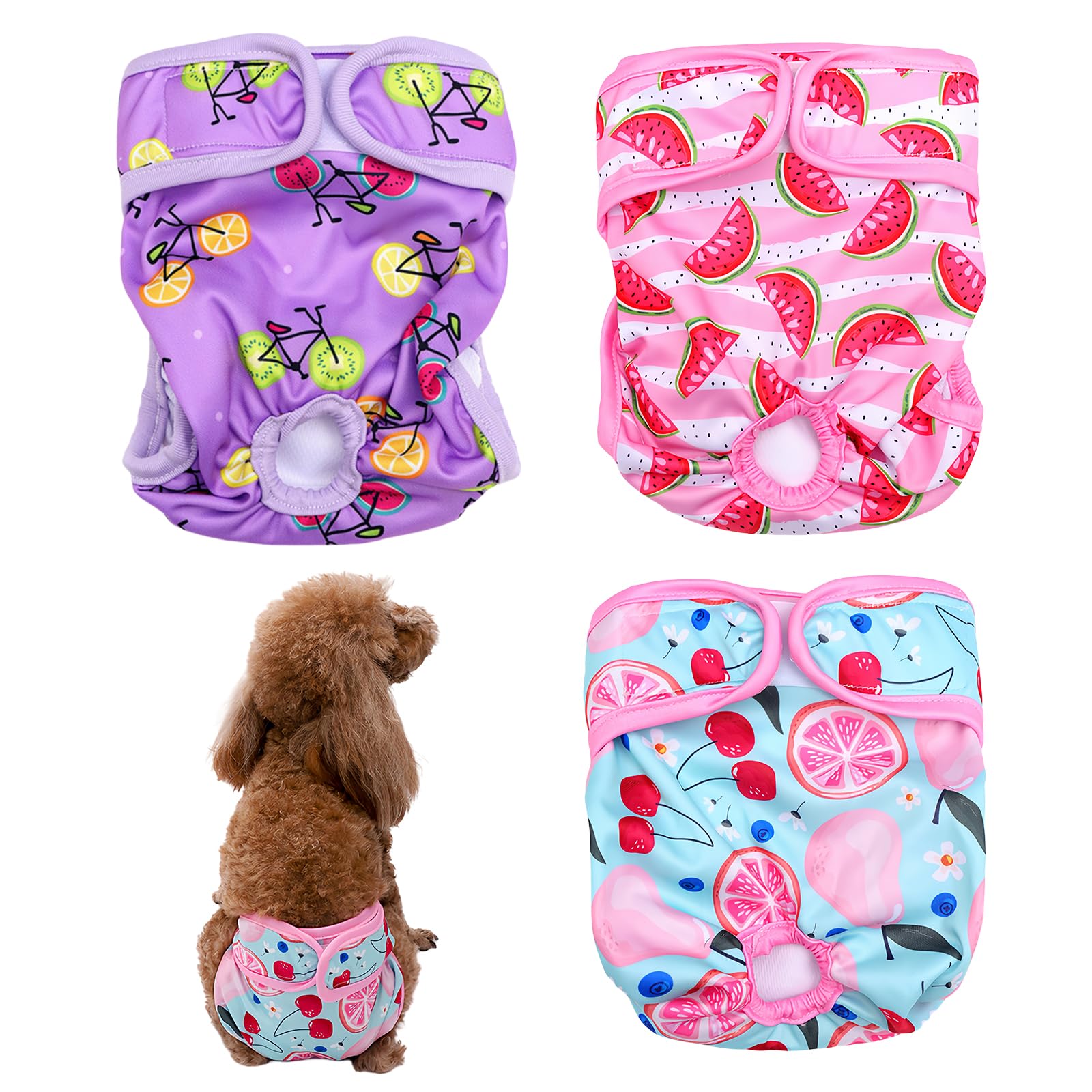 Shengxi Pañales para Perros Lavables, 3Pcs Cómodos Pañales Sanitarios para Perros Hembra Reutilizables, Pañales Higiénicos Altamente Absorbentes para Mascotas Incontinencia (M)