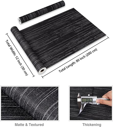 Miniatura 8 de CRE8TIVE Papel tapiz de tela de lino con textura de 12 x 80 pulgadas, color gris oscuro, papel tapiz de tela de lino extraíble, autoadhesivo, papel