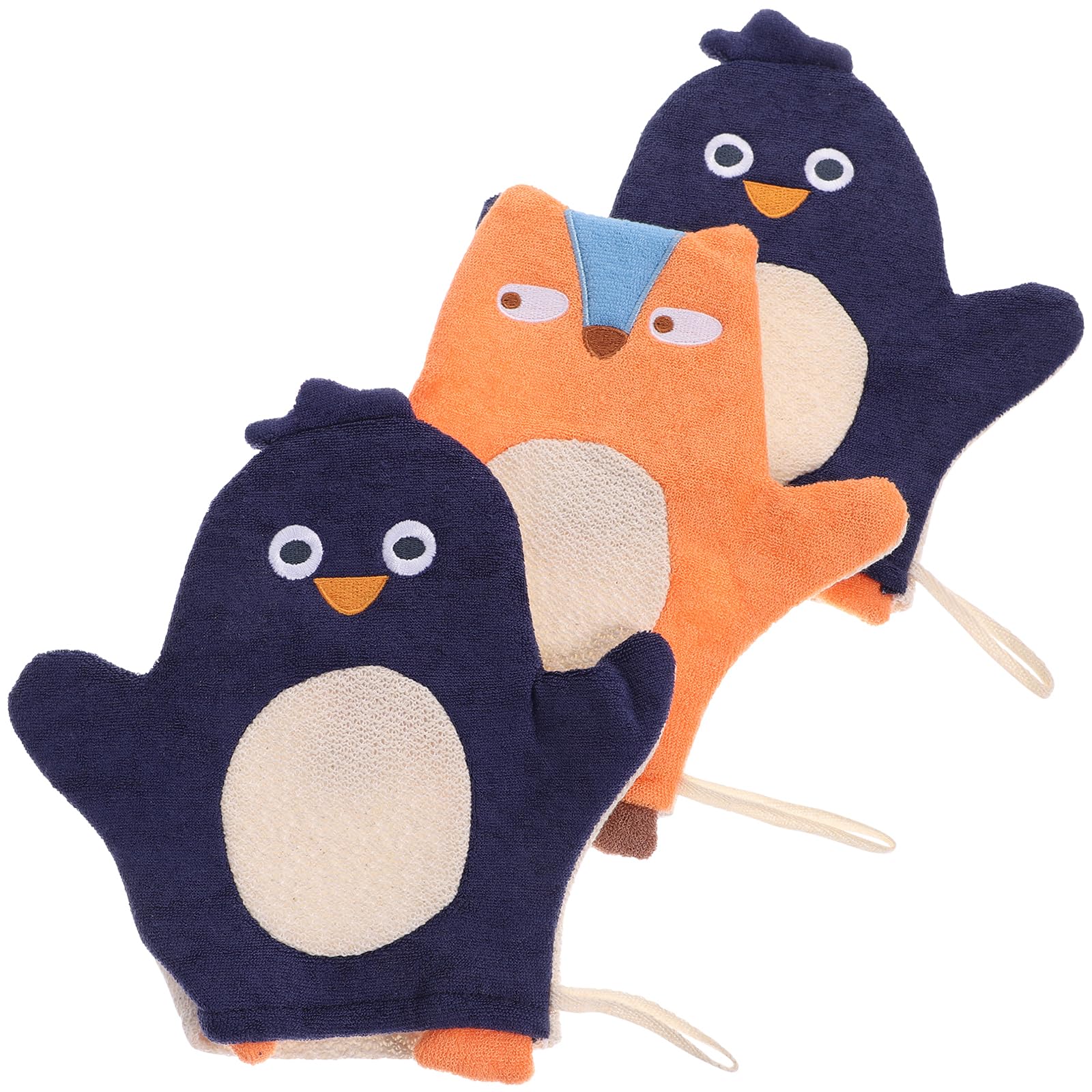 AOKWAWALIY Baby Bath Mitts 3 Pieces Cartoon Children Shower Gloves Soft Washcloths for Gentle Skin Care and Encouraging Independent Bathing