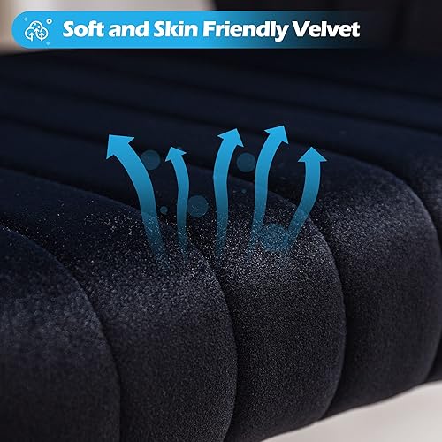 Miniatura 7 de Silla de oficina en casa, silla giratoria de terciopelo para escritorio, sillón tapizado moderno con base dorada para niñas y mujeres, asiento de