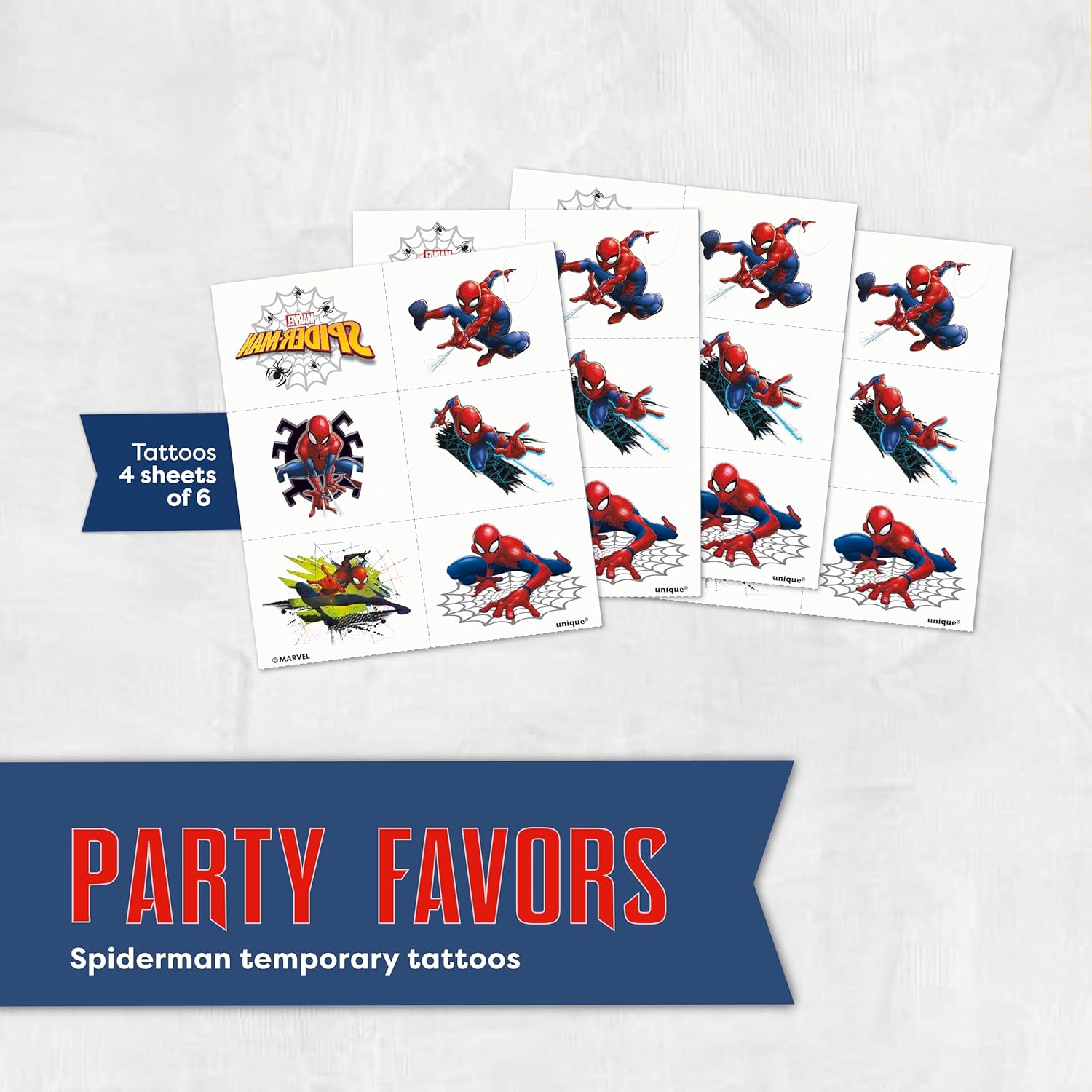 Spiderman Birthday Decorations | Serves 16 | Balloons, Banner, Tablecloth, Tattoos, Plates, Napkins | Spiderman Party Decorations