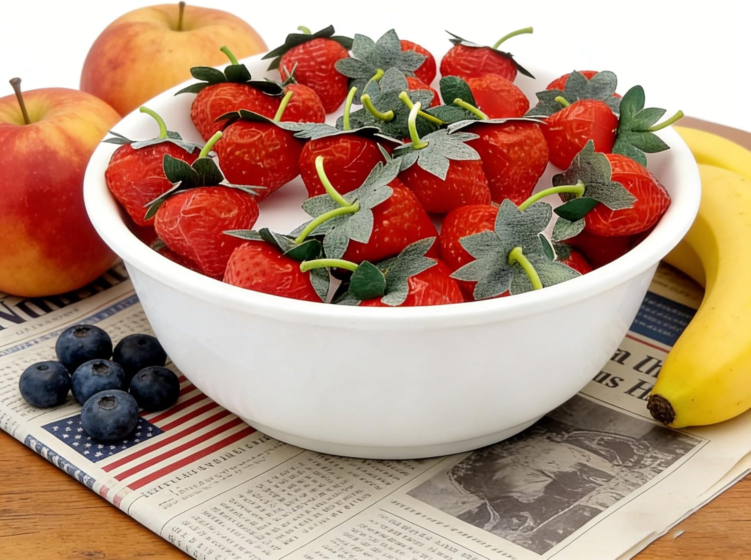 Artificial 50 Pieces Fake Strawberries Fake Fruit Artificial Strawberry Kitchen Decor Plastic Strawberry Party Decorations Realistic Fake Food Lifelike for Display