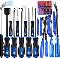 KEZE 17-Pc Hook & Pick Set: Auto Trim Removal Kit with Clip Pliers, Gasket Scraper, Magnetic Pickup for Car Repair