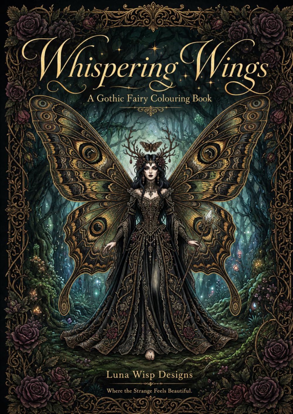Whispering Wings: A Gothic Fairy Coloring Book