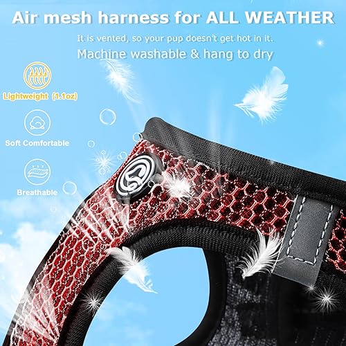 Miniatura 7 de Arnés para perro pequeño para todo tipo de clima, de malla de diamante, reflectante, extra pequeño, sin tirones, chaleco ligero para cachorros,