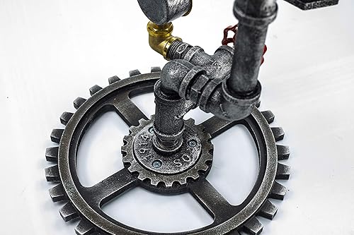 Miniatura 5 de Lámpara de mesa regulable de metal vintage estilo loft con base de madera, Sam, Steampunk Industrial, luz nocturna, luz de escritorio, QTF-SJ01