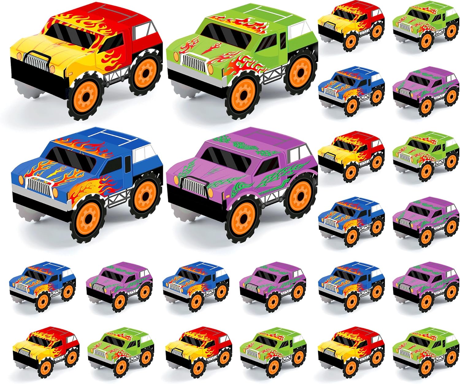 24PCS Monster Truck Birthday Gift Boxes Race Car Truck Party Treat Boxes for Monster Truck Birthday Decoration Truck Party Food Box Tray Table Centerpiece for Kids Racing Car Birthday Party Supplies