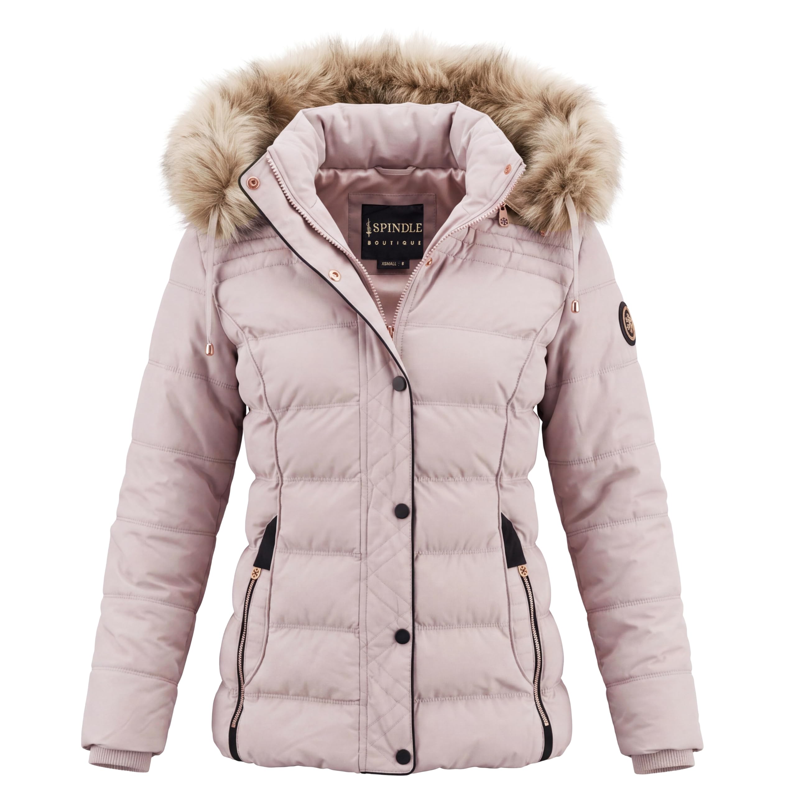 Spindle Womens Ladies Premium Quality Hooded Short Fur Parka