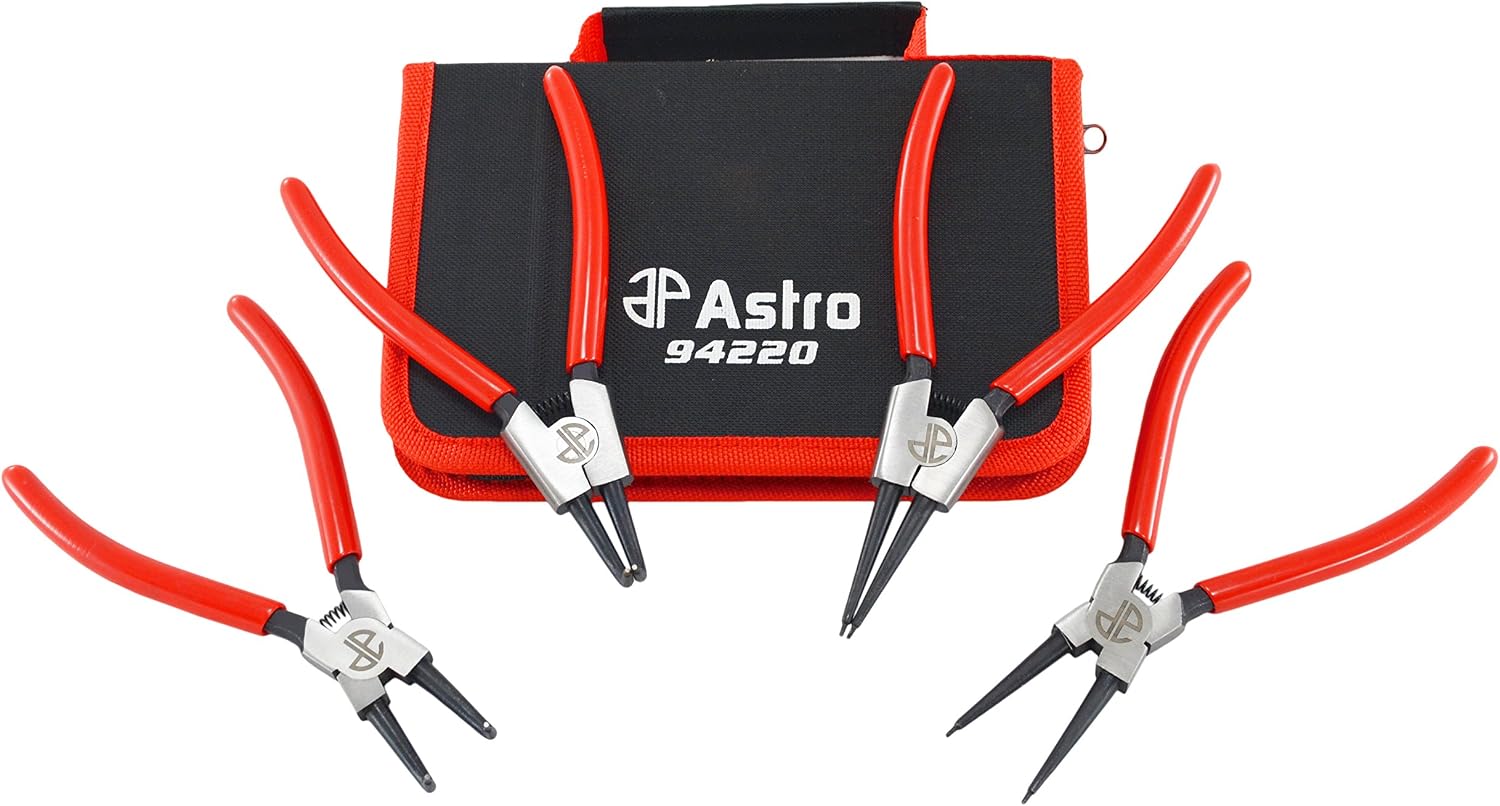 Astro Pneumatic Tool 94220 7" 4-Piece Internal / External Cr-V Snap Ring Pliers - 0.050"