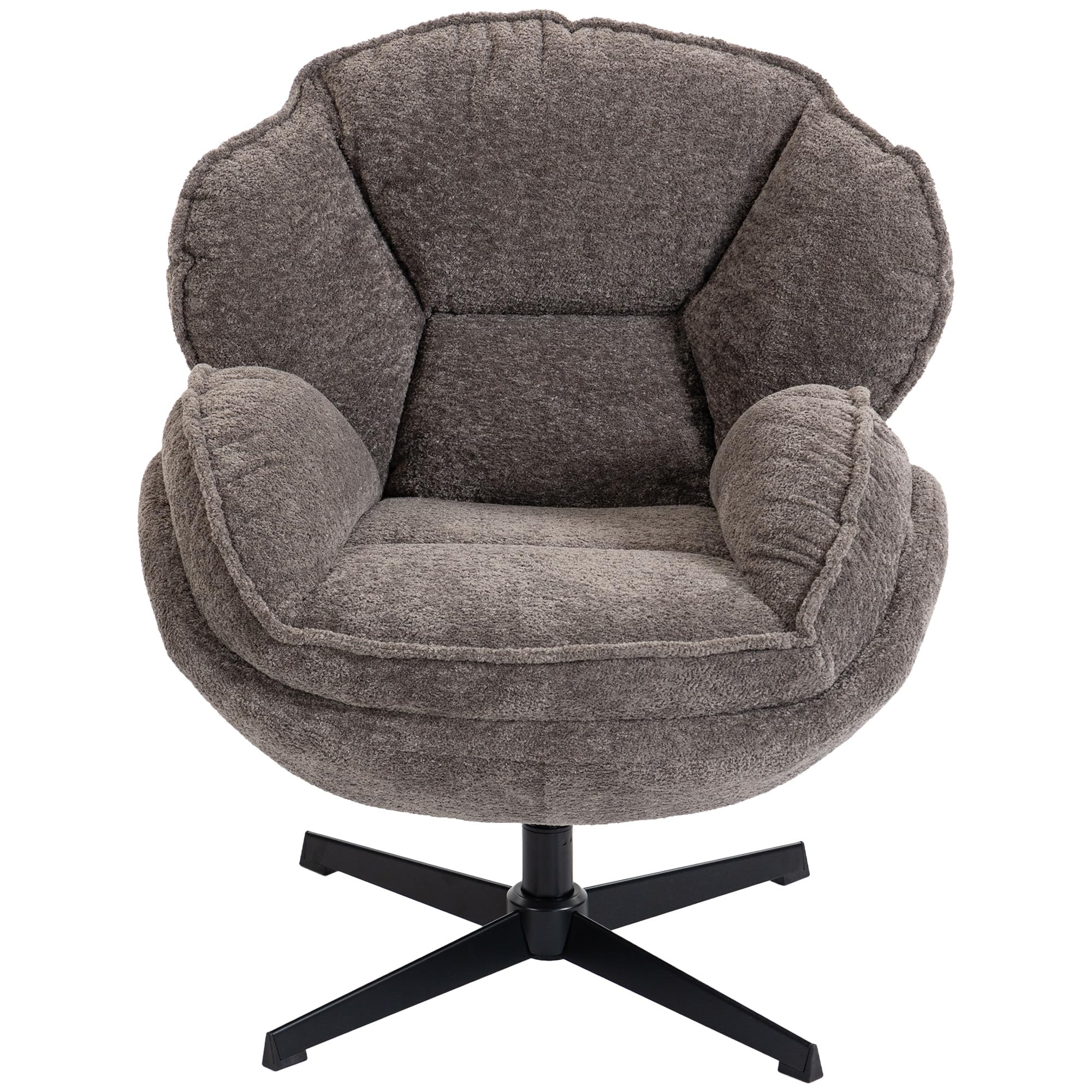 HOMCOM Ohrensessel Drehbarer Loungesessel Geplosterter Sessel Grau