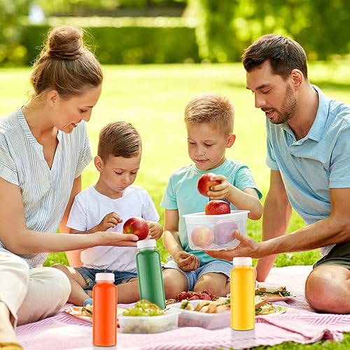 Miniatura 6 de Paquete de 200 botellas de plástico para jugos con tapas, recipientes transparentes reutilizables para bebidas con tapas, botellas vacías de PET a