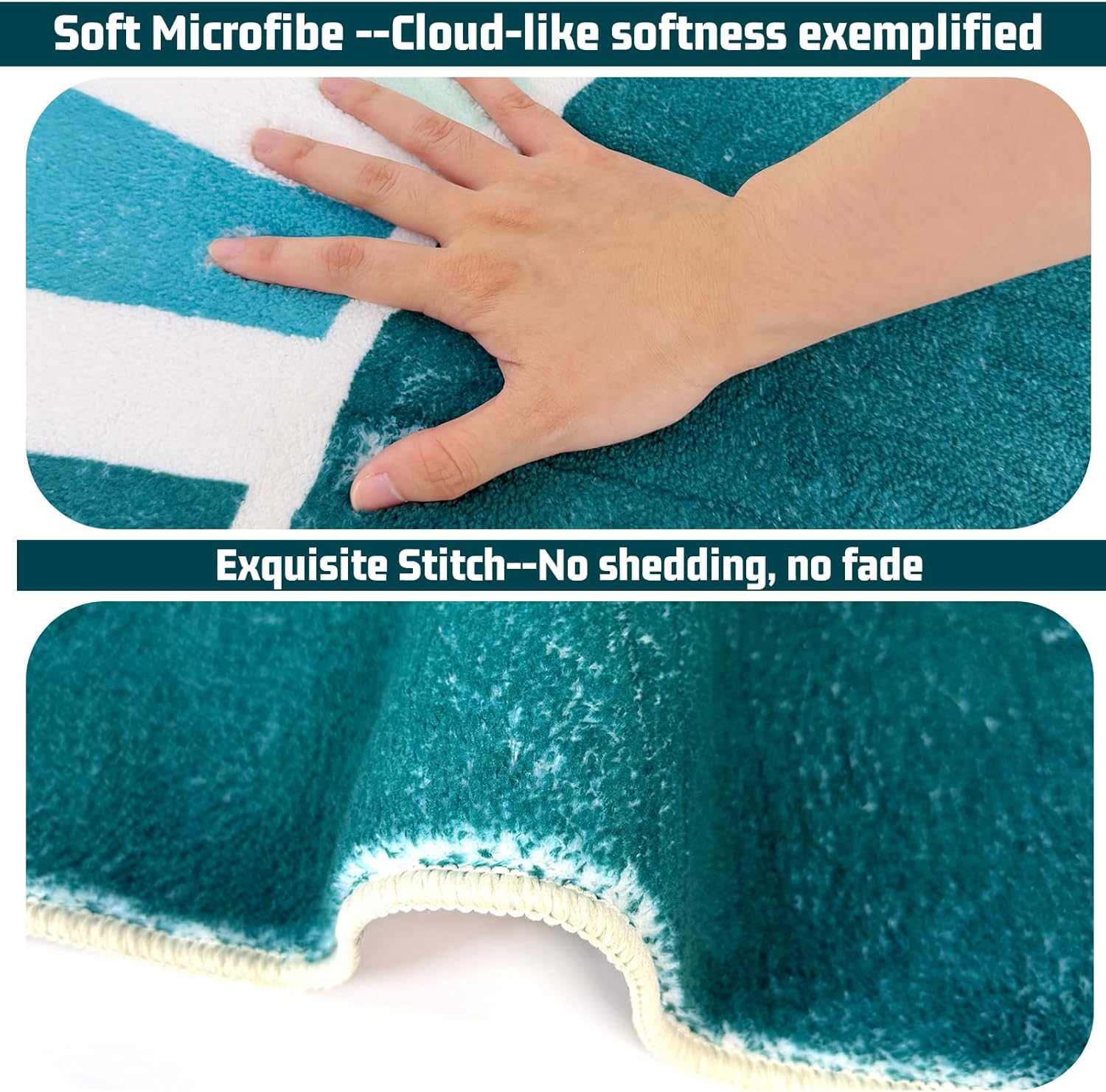 BLESWIN Bathroom Rugs Non Slip, 24x43 Washable Fluffy Colorful Bath Mat, Aesthetic Ultra Soft Rainbow Sun Bathmat for Home Decor Bedroom Kids Room, Blue Green