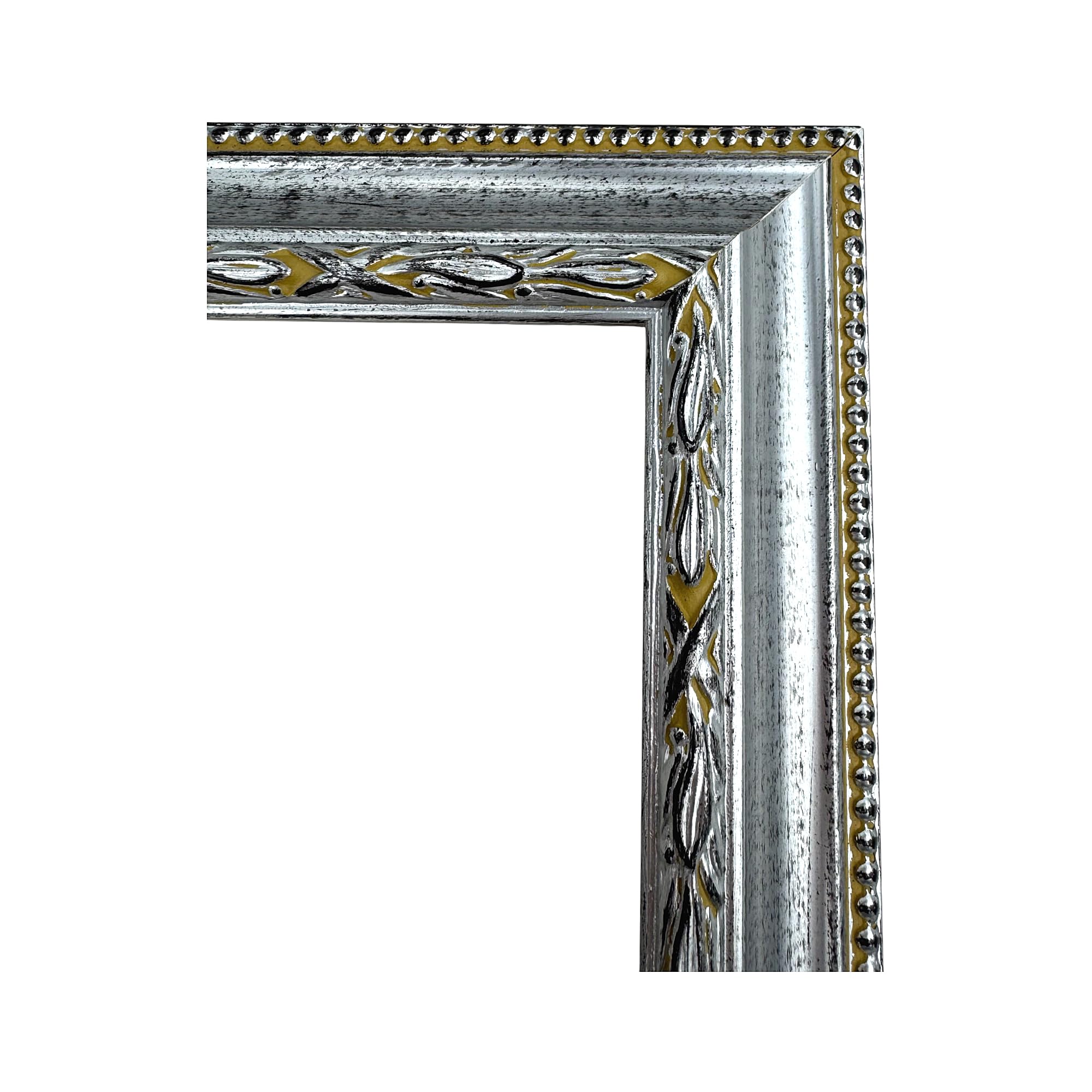 ITALIA CORNICI Maestri Artigiani - Cornice in Legno da Parete per Quadri Tele Floreale Nero Argento Made in Italy (40 x 40 cm)