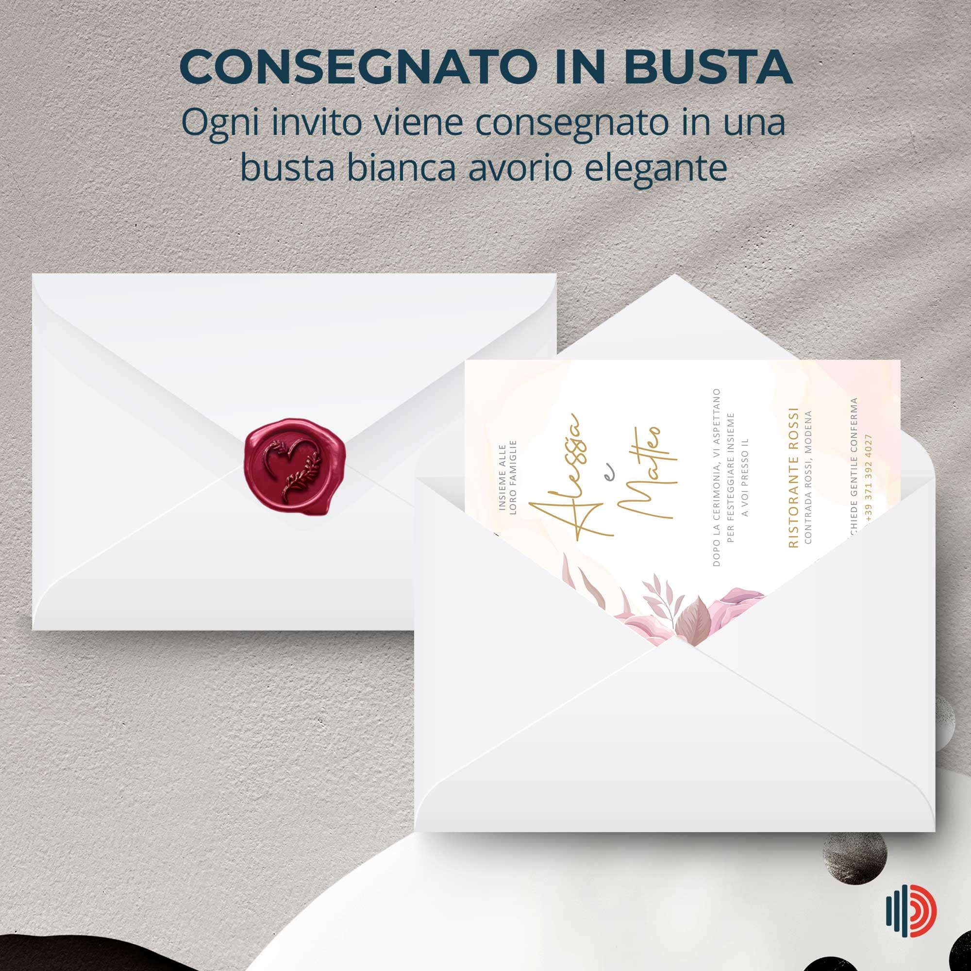 Partecipazioni Matrimonio Personalizzate 8pz Stampa inclusa - Inviti Matrimonio Personalizzabili in Carta Martellata Alta Qualità 200gr - 16x11,5cm - Essential WI-10 EchoPrint