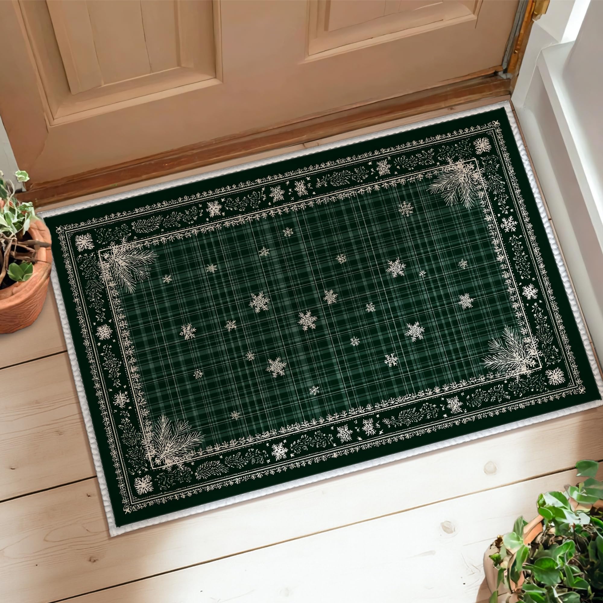 Tapis de couloir抗 fatiguant à poils courts vert d'hiver pour sol de cuisine