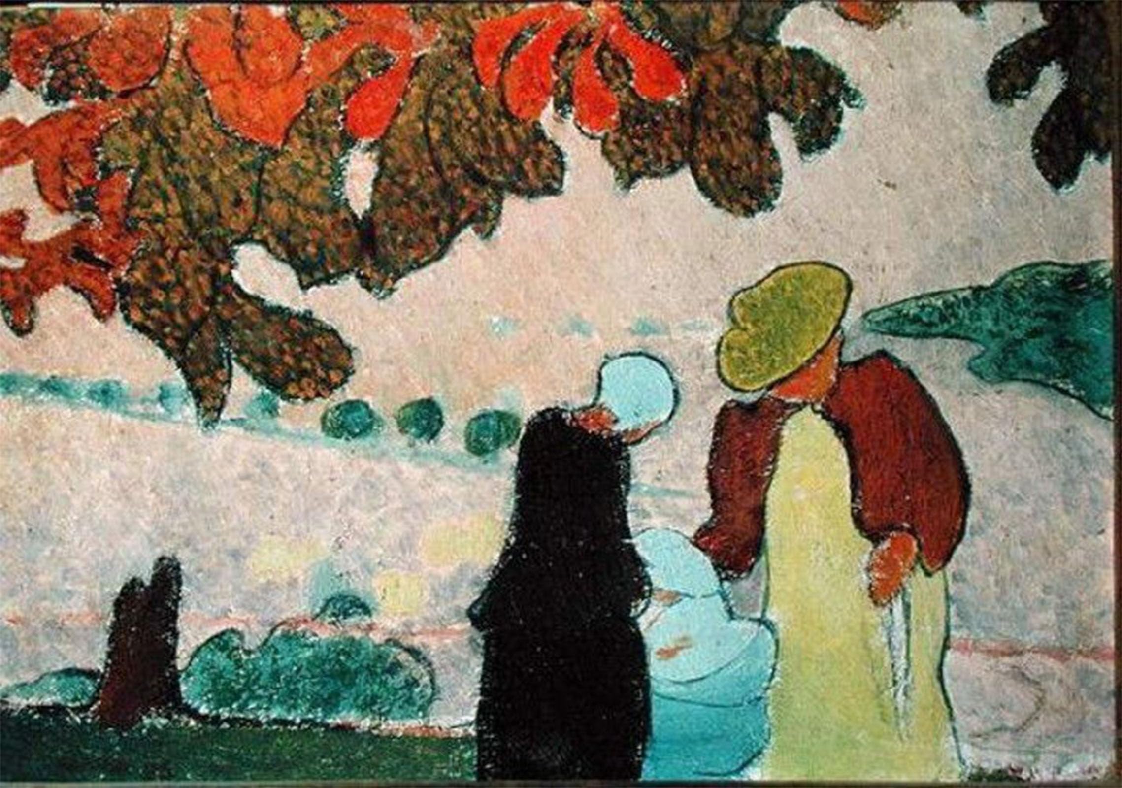 SERENDIPITP Retro Picture Poster Wall Art Pictures Painting in the Garden by Maurice Denis Wall Art Canvas Print for Wall Decor 60x90cm