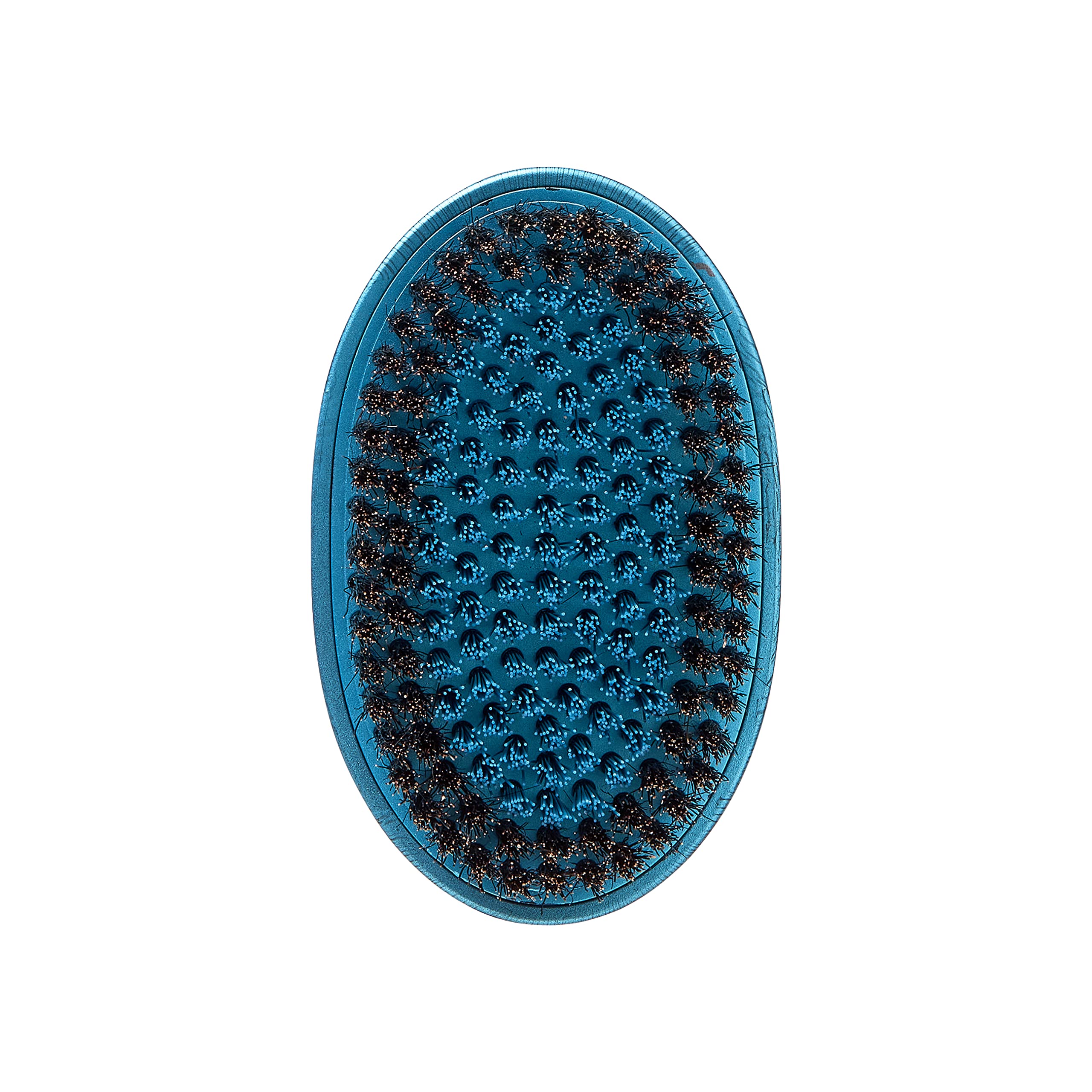 RED - Cepillo de cerdas de jabalí prémium con estuche de bolsillo, herramienta ondulada Wow 360 Wave para hombres, curvo duro (azul)
