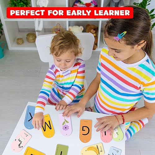 Miniatura 3 de Hapinest My First ABC - Tarjetas flash del alfabeto para bebés y niños pequeños, 26 tarjetas de doble cara con anillo