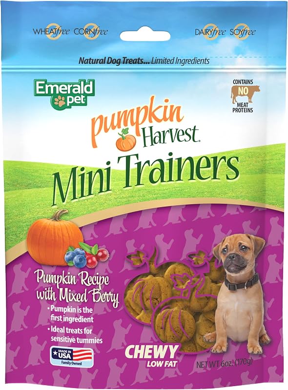 Petisco para Cães Emerald Pet Pumpkin Harvest Mini Trainers, Sabor Frutas Vermelhas, 168 g
