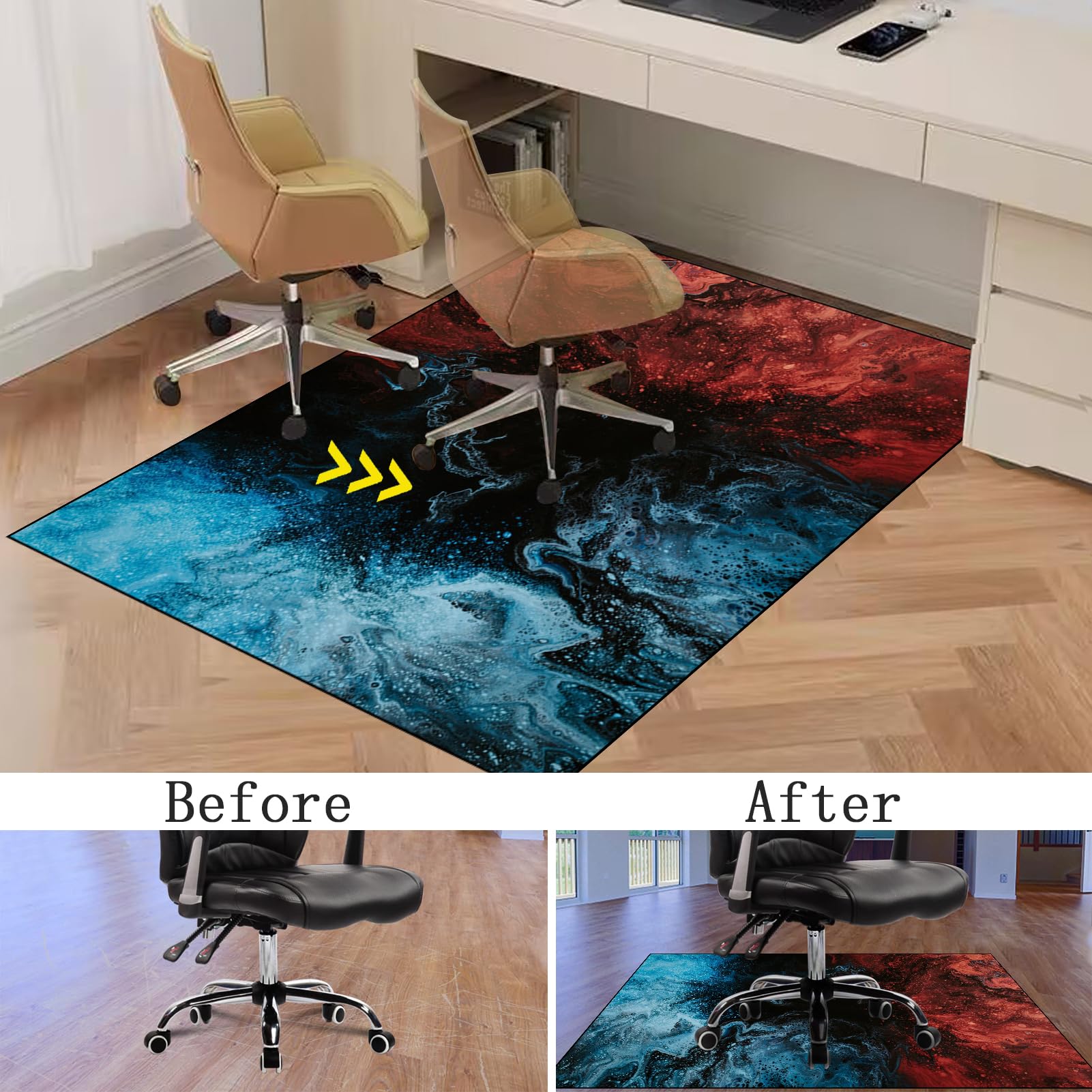 Tappeto Gaming pavimento, Tappetino Salvapavimento Antiscivolo, Tappeto per Sedia Ufficio per per Pavimenti in Legno Duro, Tappetini di Protezione per Pavimento per Parquet e Laminato 100 x 120 cm