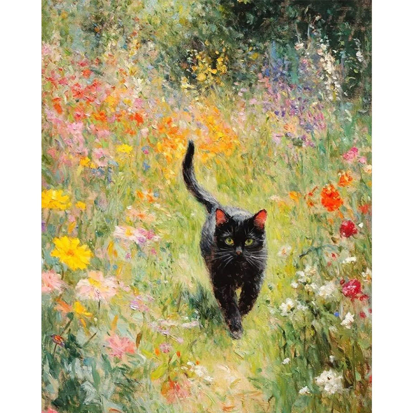 Fountor Katze Malen Nach Zahlen Erwachsene- 40x50 CM, Stressabbau Geschenk | Blumen Malen Nach Zahlen Leinwand ohne Rahmen, DIY Acryl Cat Paint by Numbers Adult for Home Wall Decor