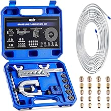 3/16 in Brake Line Kit, Brake Line Flaring Tool Kit with 25 ft Brake Line, 16 Fittings & 4 Unions, Double & Single Flaring Tool Kit for Most Hydraulic Braking Fuel Systems
