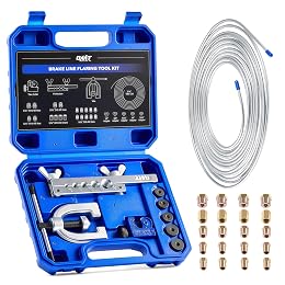 Orion Motor Tech 3/16 in Brake Line Kit, Brake Line Flaring Tool Kit with 25 ft Brake Line, 16 Fittings & 4 Unions, Double & Single Flaring Tool Kit for Most Hydraulic Braking Fuel Systems