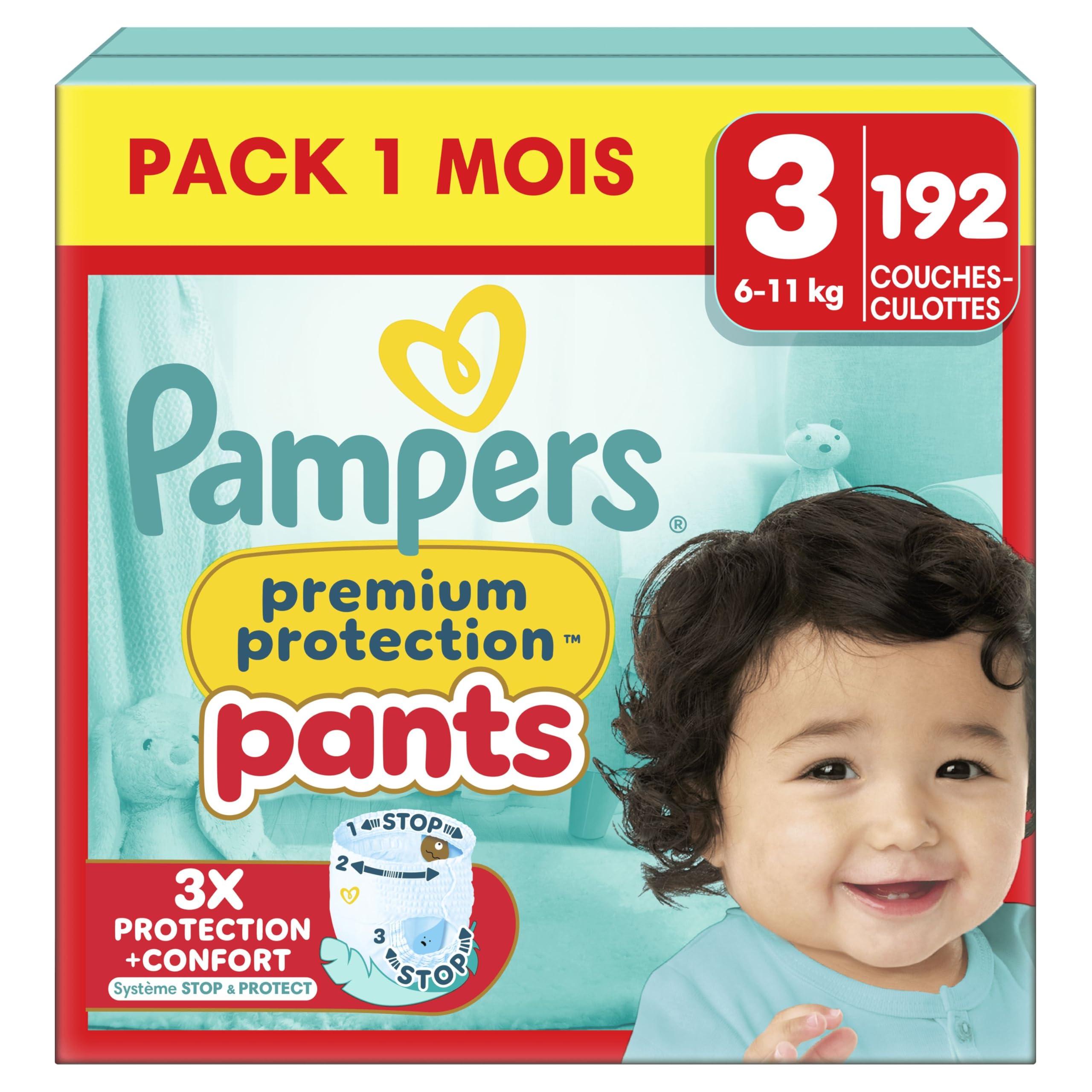 Pampers Premium Protection Pants Couches-Culottes Taille 3 x192 Pack 1 Mois