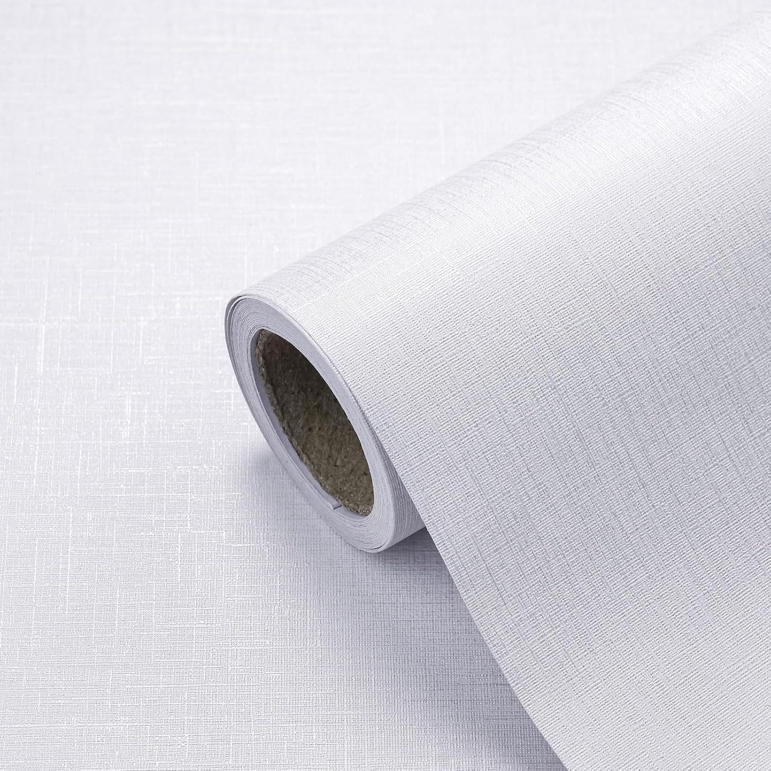 CAX Grasscloth Peel and Stick Wallpaper White Contact Paper 15.7"x 1181" White Grasscloth Wallpaper Self-Adhesive Removable Wall Paper Waterproof Linen Wall Papers for Living Room Bed Room Cabinets