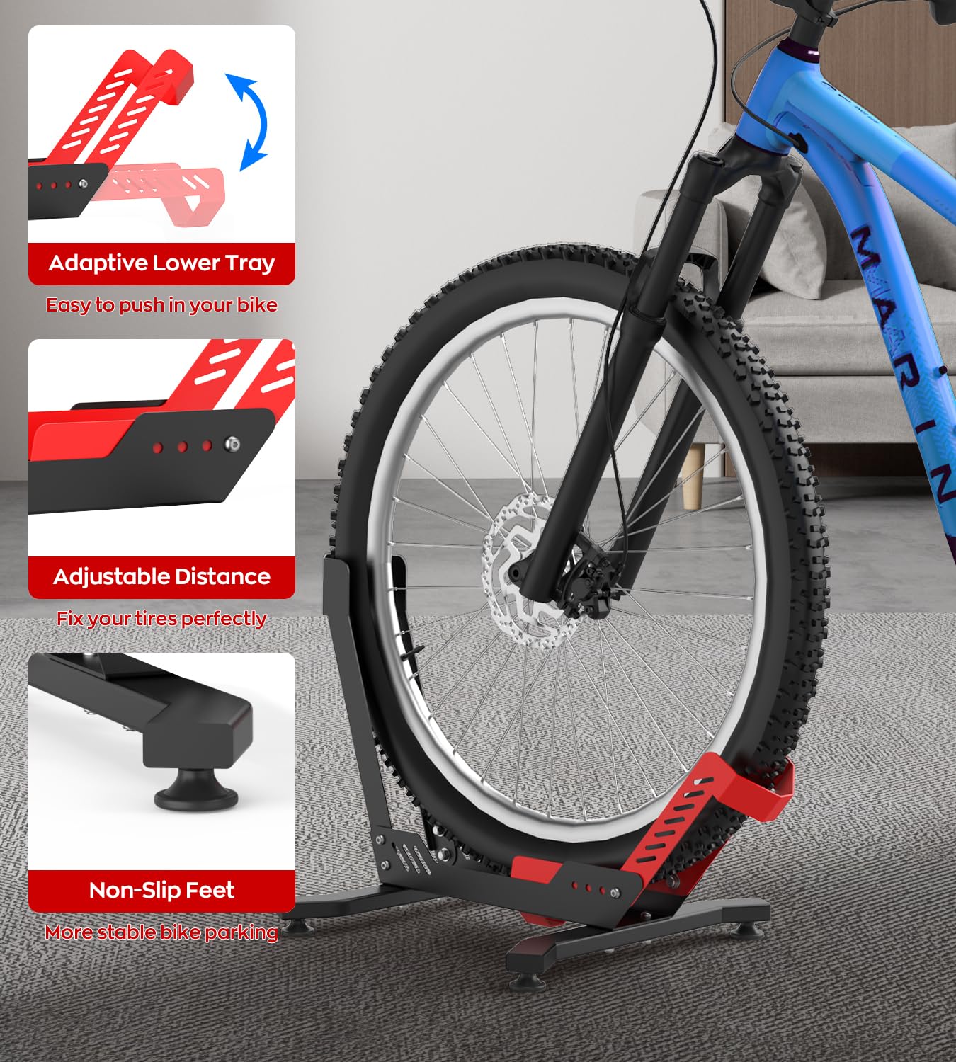 IMAYCC Professionale Supporto Bici da Terra, Rastrelliera Biciclette per 24”-29” MTB, Ebike, Bici da Strada, Corsa, Tetto, Bambino, Portabici da Terra per Garage, Cantina e Appartamento