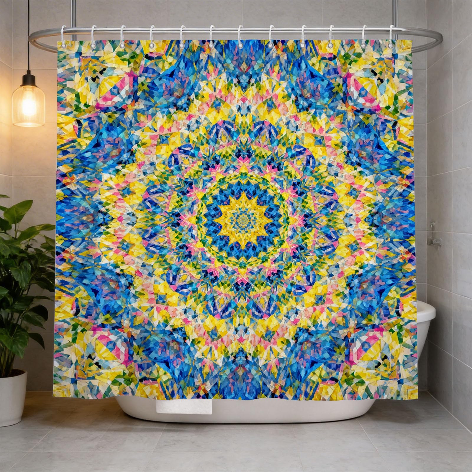 Hongduo 3D Mandala Pattern Shower Curtain for Stalls Bathtubs Unique Exotic Bathroom Decor Shower Curtain Set Polyester Fabric Waterproof 180x200cm/71X79 Inch with Hooks