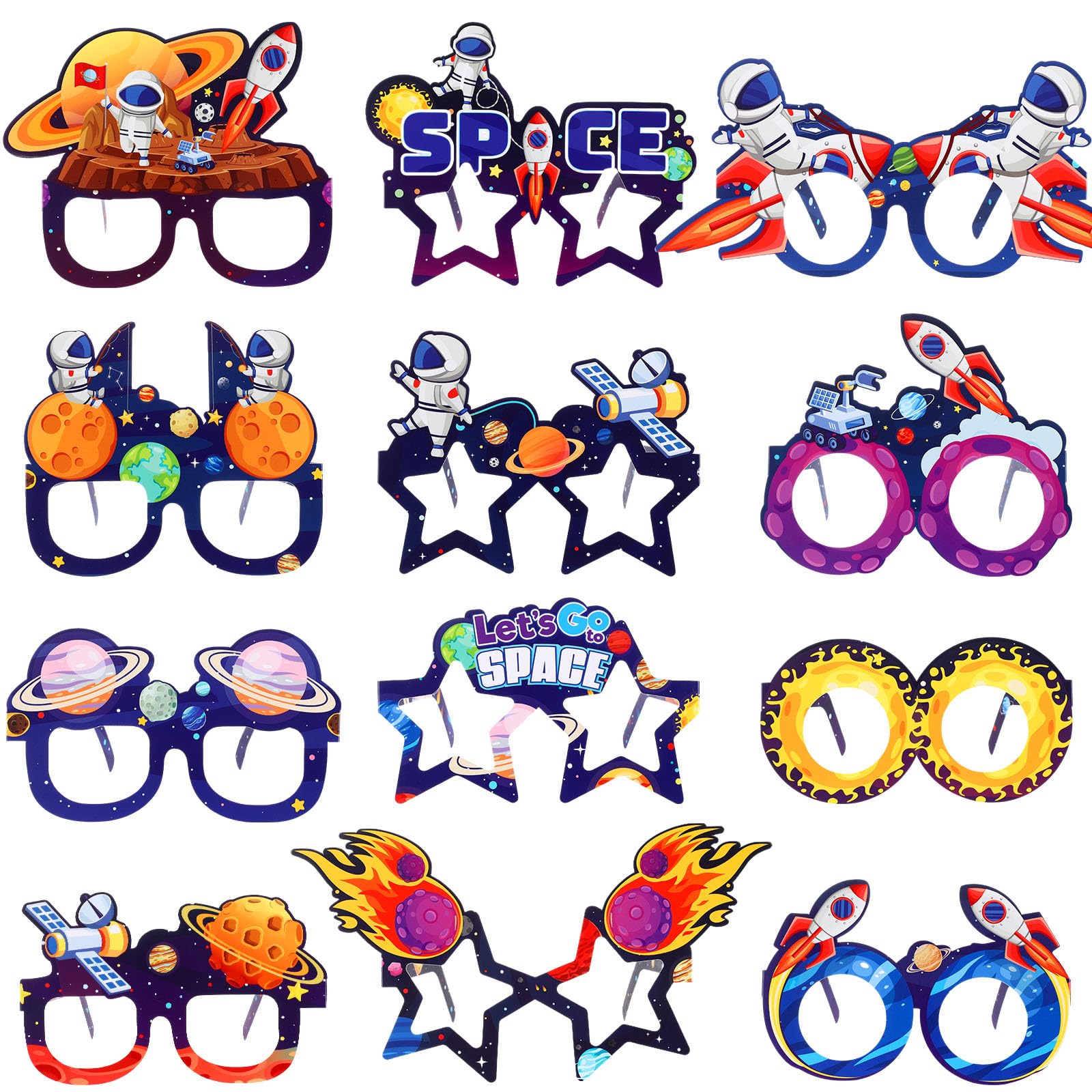 Fiada 36 Pcs Space Party Favors Birthday Gifts for Kids Space Paper Glasses Astronaut Eyeglasses Rocket Outer Planet for Boys Girls Holiday Band Birthday Baby Shower Party Decor