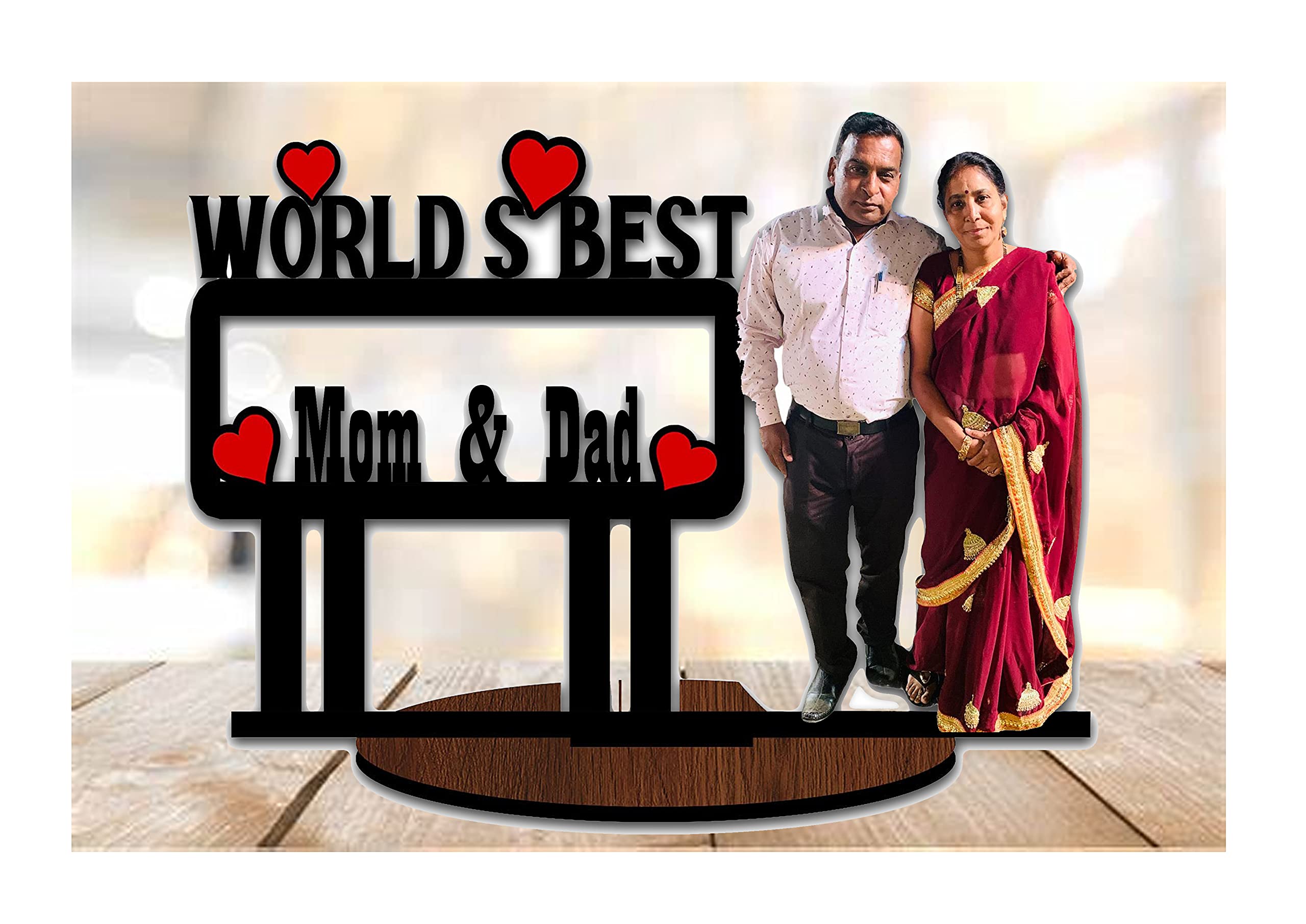 CC ENTERPRISES Valintine Day Gift Rakhi Gift Anniversary Gift Customized Personalized Gift Acrylic Photo Frame Gift For All Occasion Material Acrylic Size 11X7 IN (Worlds Best Mom Dad)