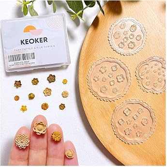 KEOKER Polymer Clay Molds - 4 Pieces Flower Leaf Silicone Molds for Jewelry Making Daisy Miniature Molds Earrings DecorationMini Flower and Leaf