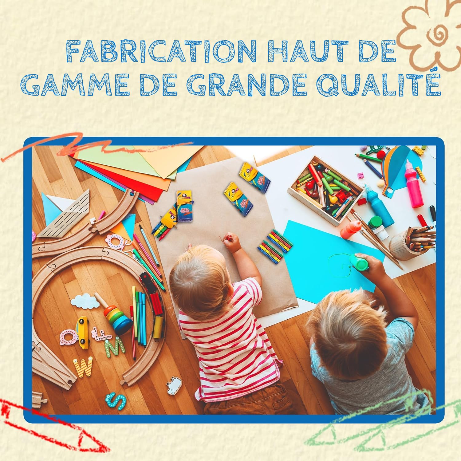Bedwina Crayons Cire - 576 Crayons - Lot 144 paquets de 4, Crayons de Couleur de Qualité Supérieure Enfants, Coloriage Enfants pour Cadeaux Fête, Pochettes Cadeaux et Chaussettes de Noël