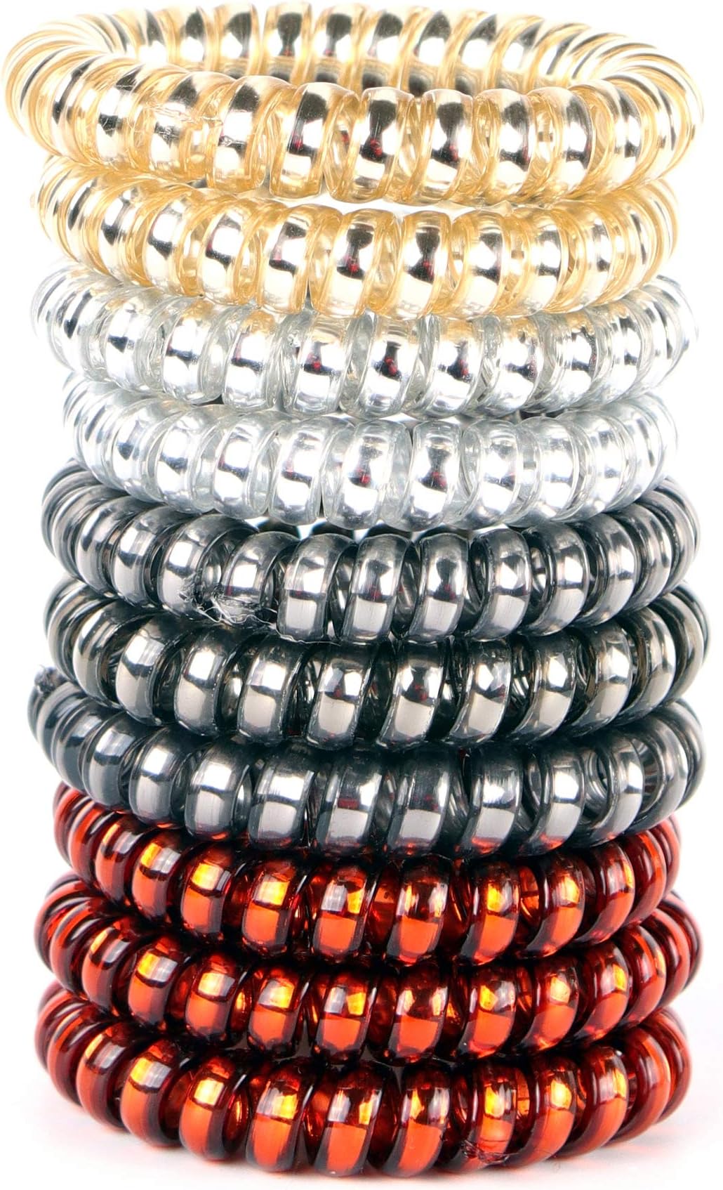 10Pcs Spiral Hair Ties No Crease For Women Girls, Elastic Coil Hair Ties For Thick Hair, Phone Cord Hair Ties Waterproof, Hair Coils, Key Chain Hair Ties, Colorful Ponytail Holder For Children