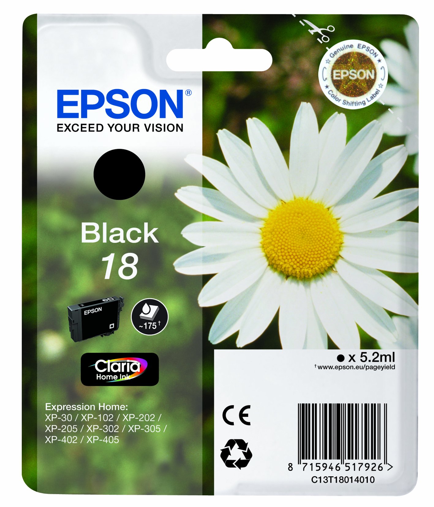 EpsonXp30/102/202/302/405 Standard Ink Cartridge, Black, Genuine, Amazon Dash Replenishment Ready