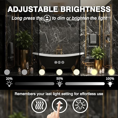 Miniatura 4 de Espejo de baño LED Hollywood de 32 x 32 pulgadas con bombillas LED, colores cambiables y brillo regulable, espejo antivaho, a prueba de roturas,