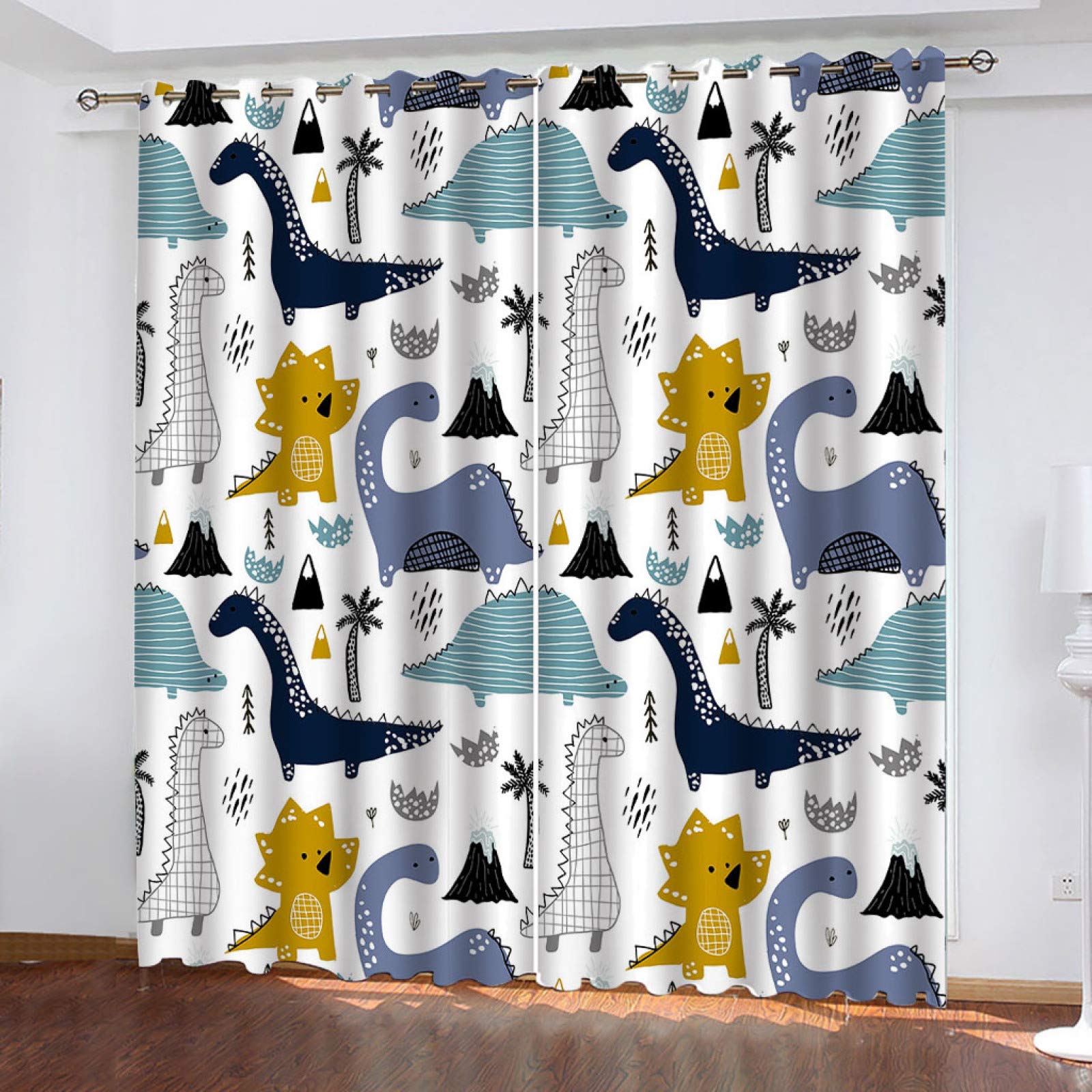 Cortinas Infantiles Niña Niño Bebe Habitacion Opacas para Ventanas Dinosaurio De Dibujos Animados De Animales 280X260Cm Cortinas Salon Modernas Dormitorio Juvenil 2 Piezas Cortinas Opacas Termicas Ai