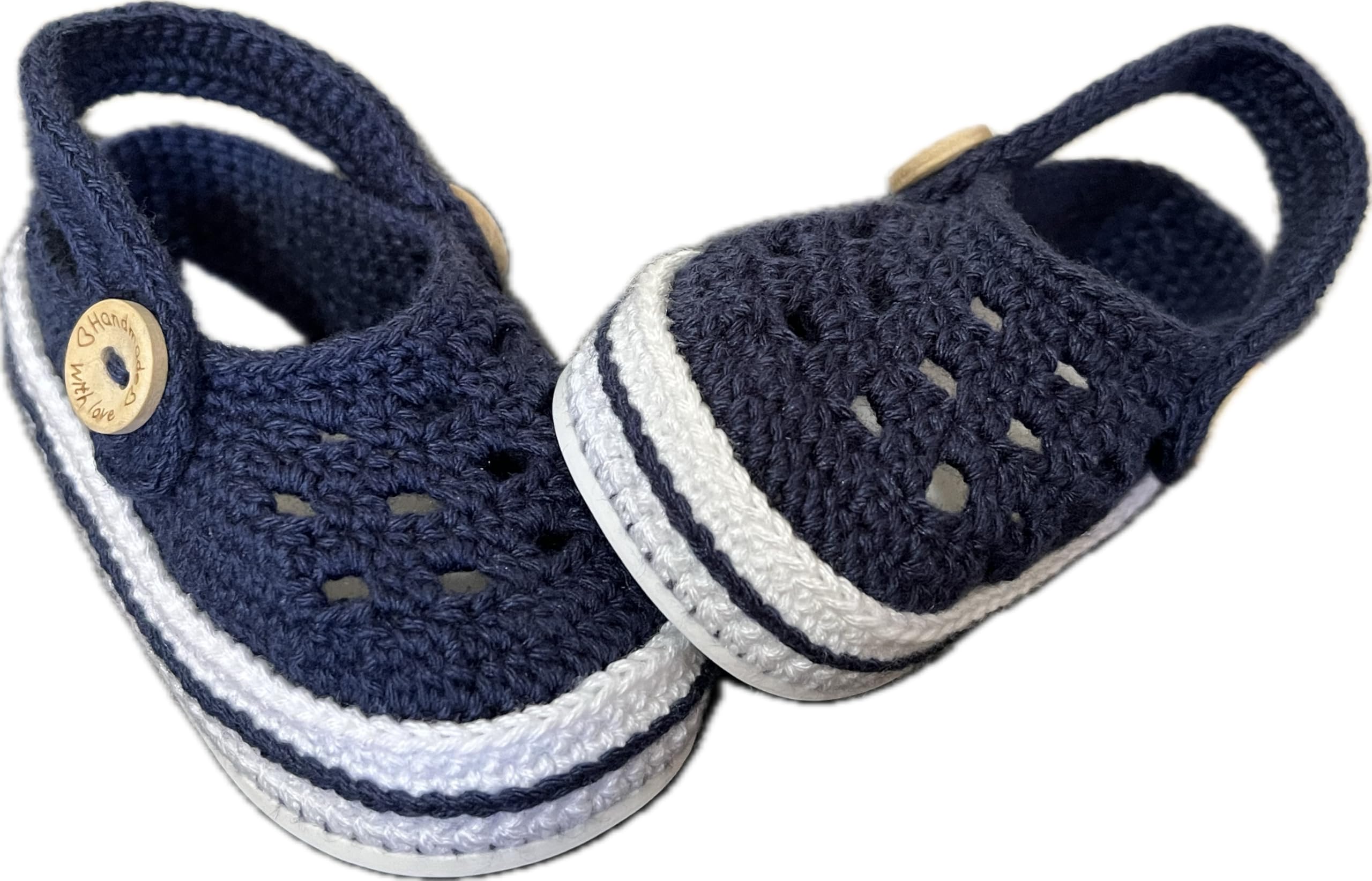 Bambini Zoccoli e Sabot Pantofole Unisex. Stivaletti per neonata realizzate all'uncinetto o all'uncinetto. Stivaletti con bottone e rifinitura, disponibili in tutte le taglie bimbo da 0 a 12 mesi