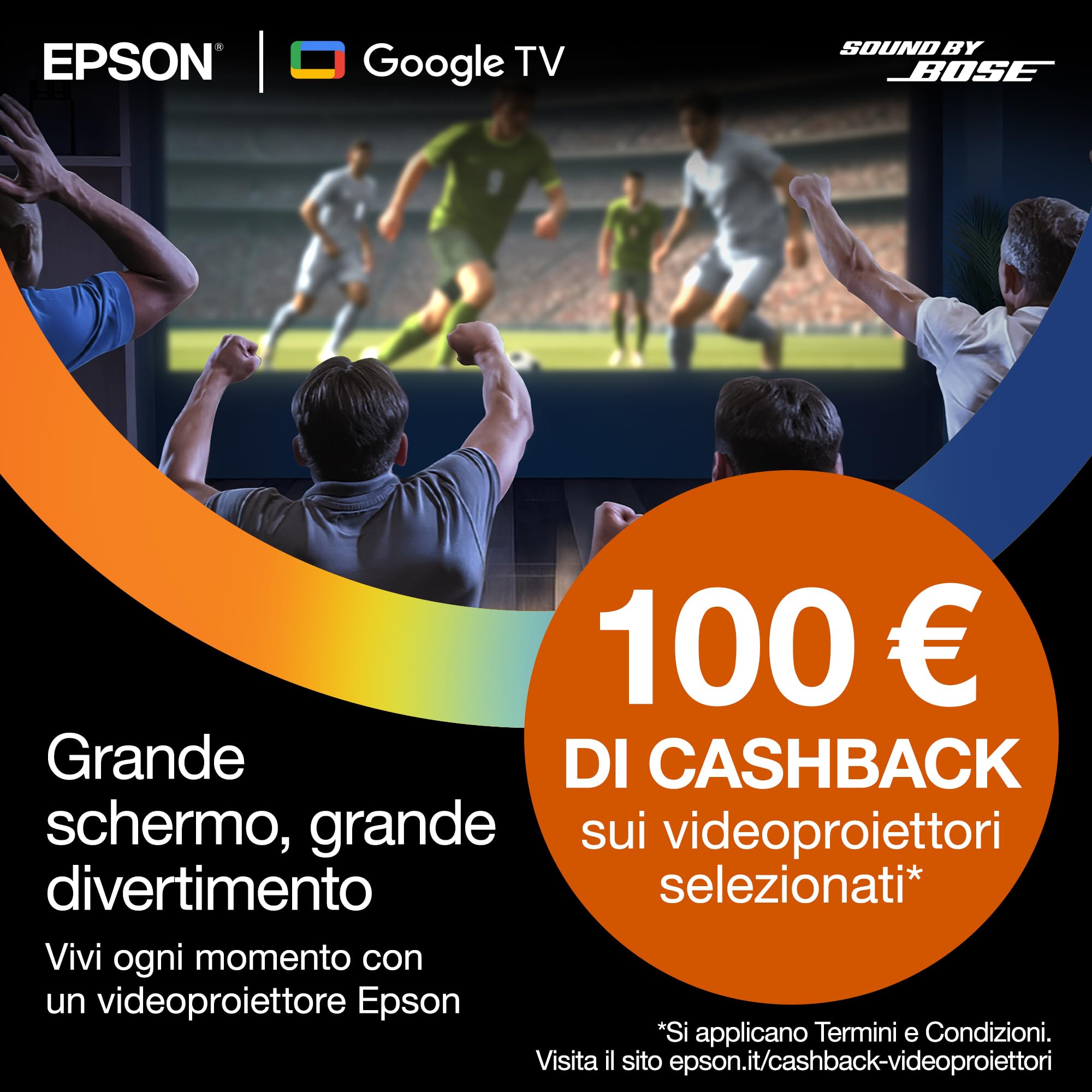 Epson Lifestudio Plus EF-72 | Videoproiettore per Smart TV portatile 4K PRO-UHD | 1.000 lumen | 3LCD x RGB-LED | Sound by BOSE| Google TV | Configurazione semplice | Display 150'' | Garanzia 5 anni