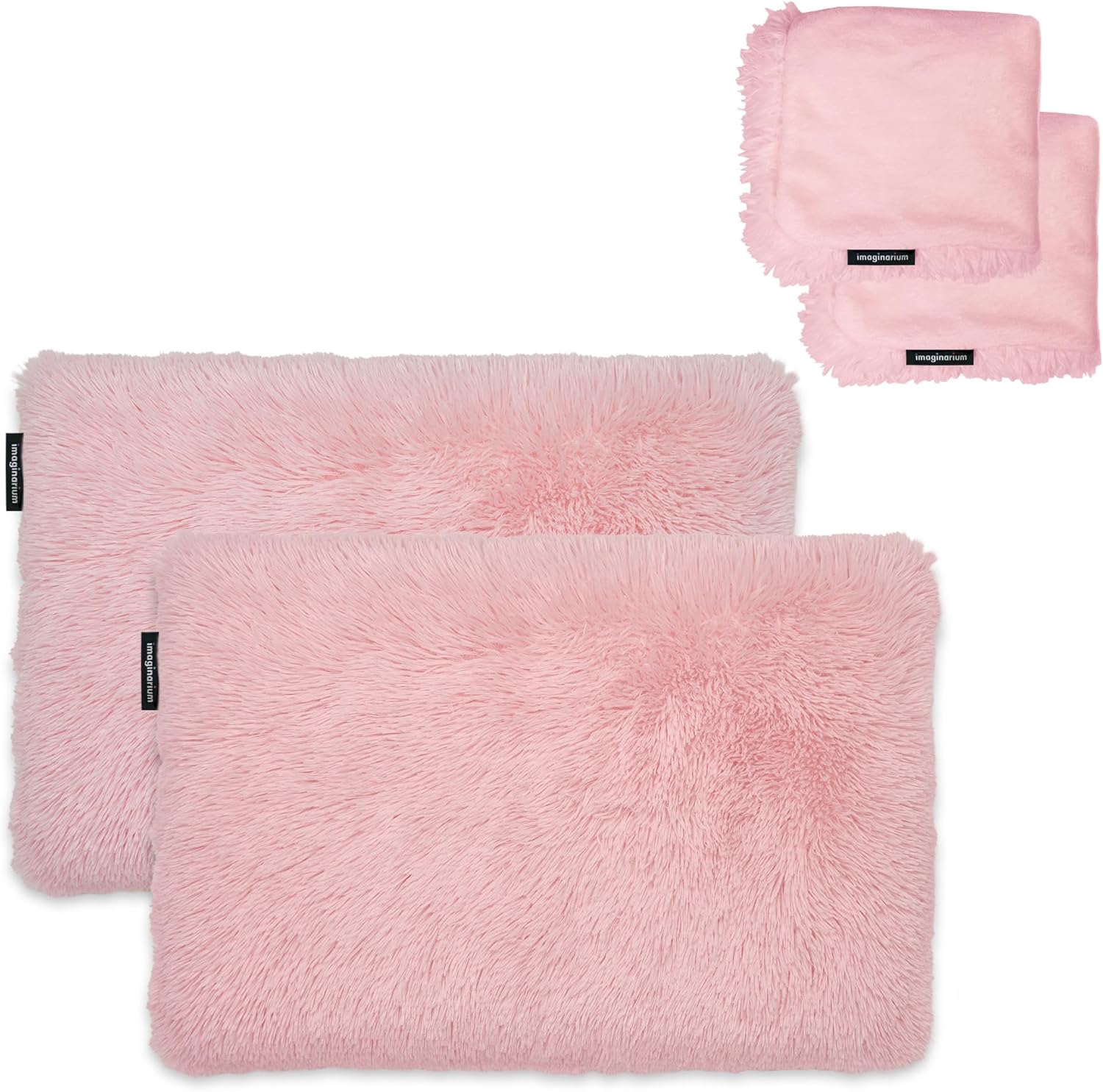 Imaginarium Memory Foam Pillows 2 Pack with Four Huggy Comfort Covers Pink