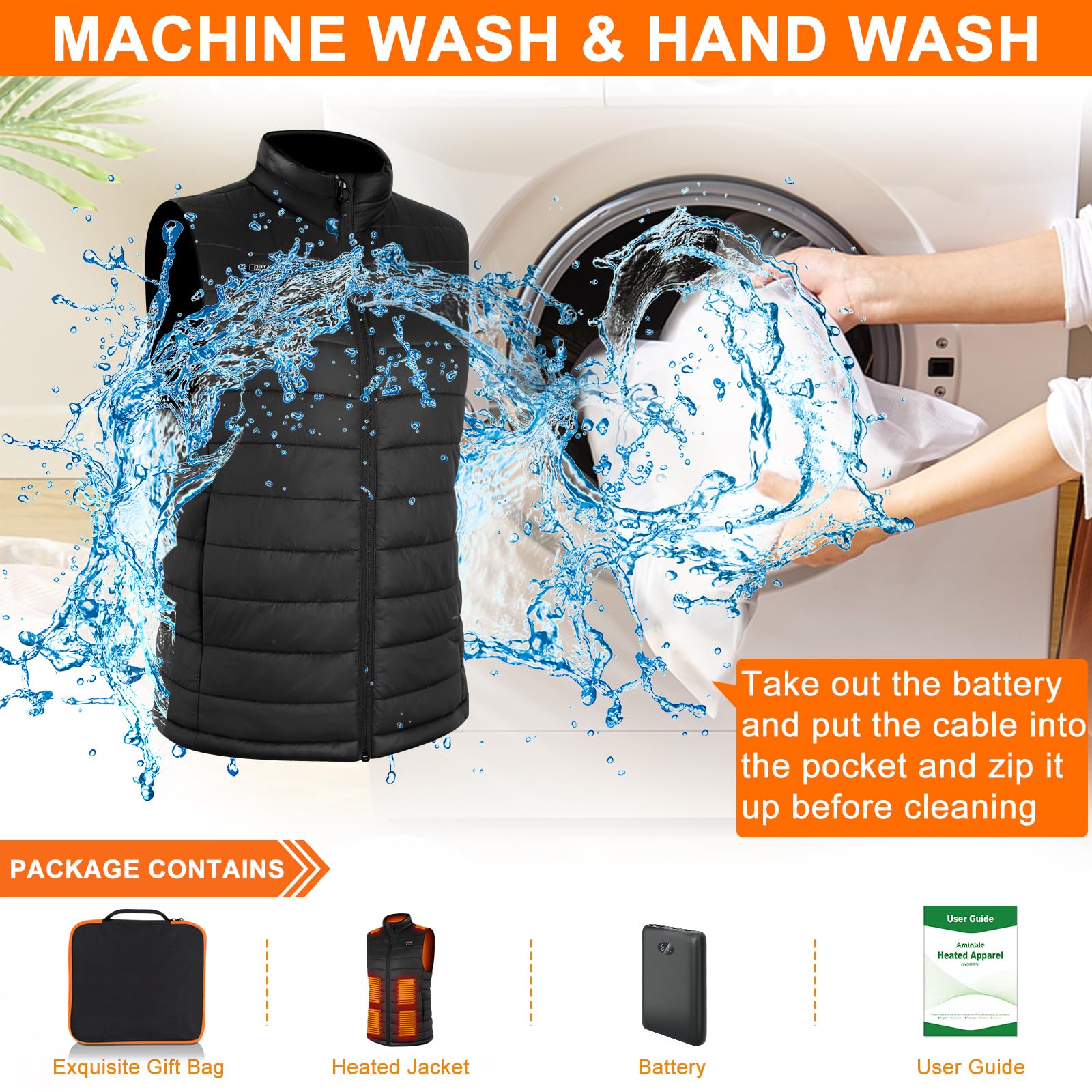 Amiable Gilet Riscaldato Donna,Giubbotto Riscaldato con Batteria da 10000 mAh Inclusa,Giacca Riscaldata con 15 Zone di Riscaldamento,gilet riscaldato per Escursionismo Ciclismo Caccia