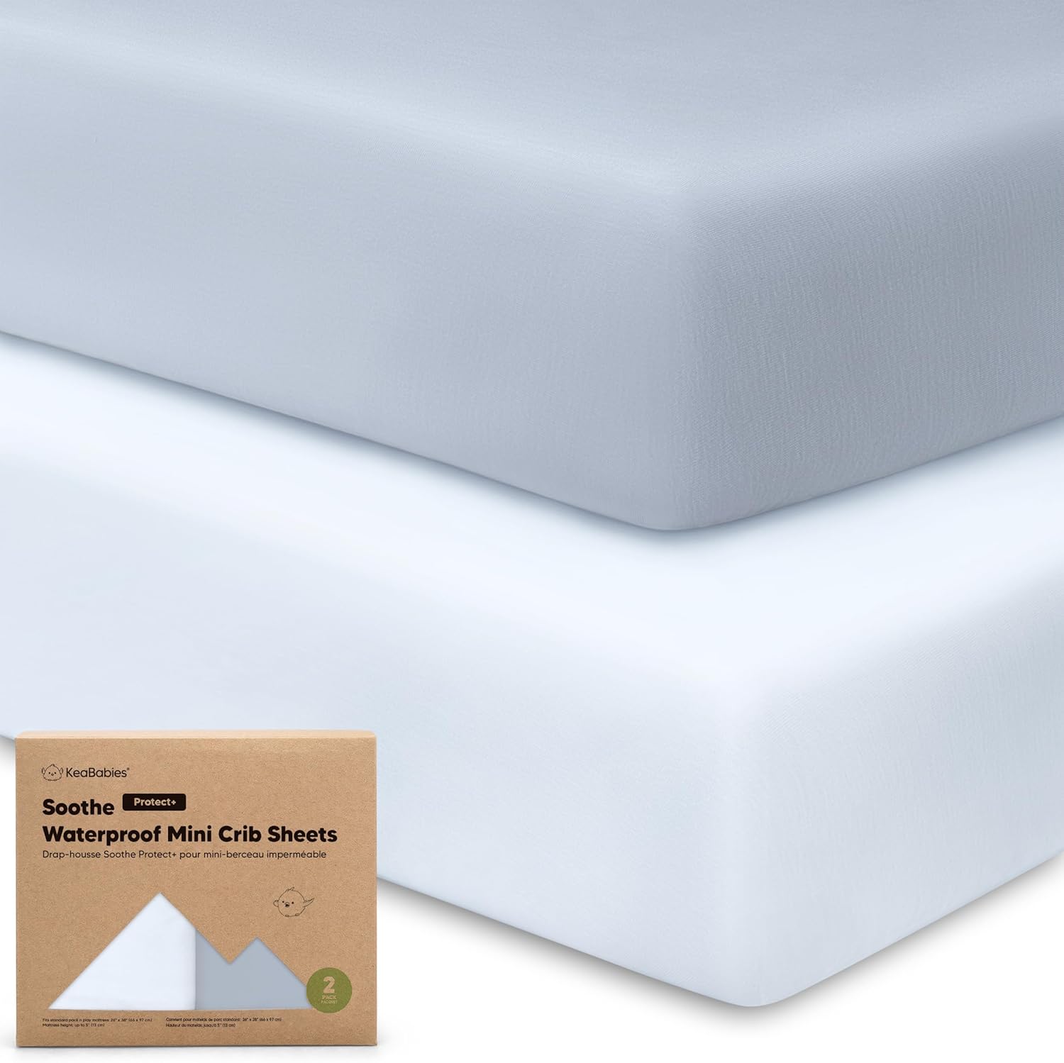 2Pack Pack and Play Sheets, Waterproof Mini Crib Sheets