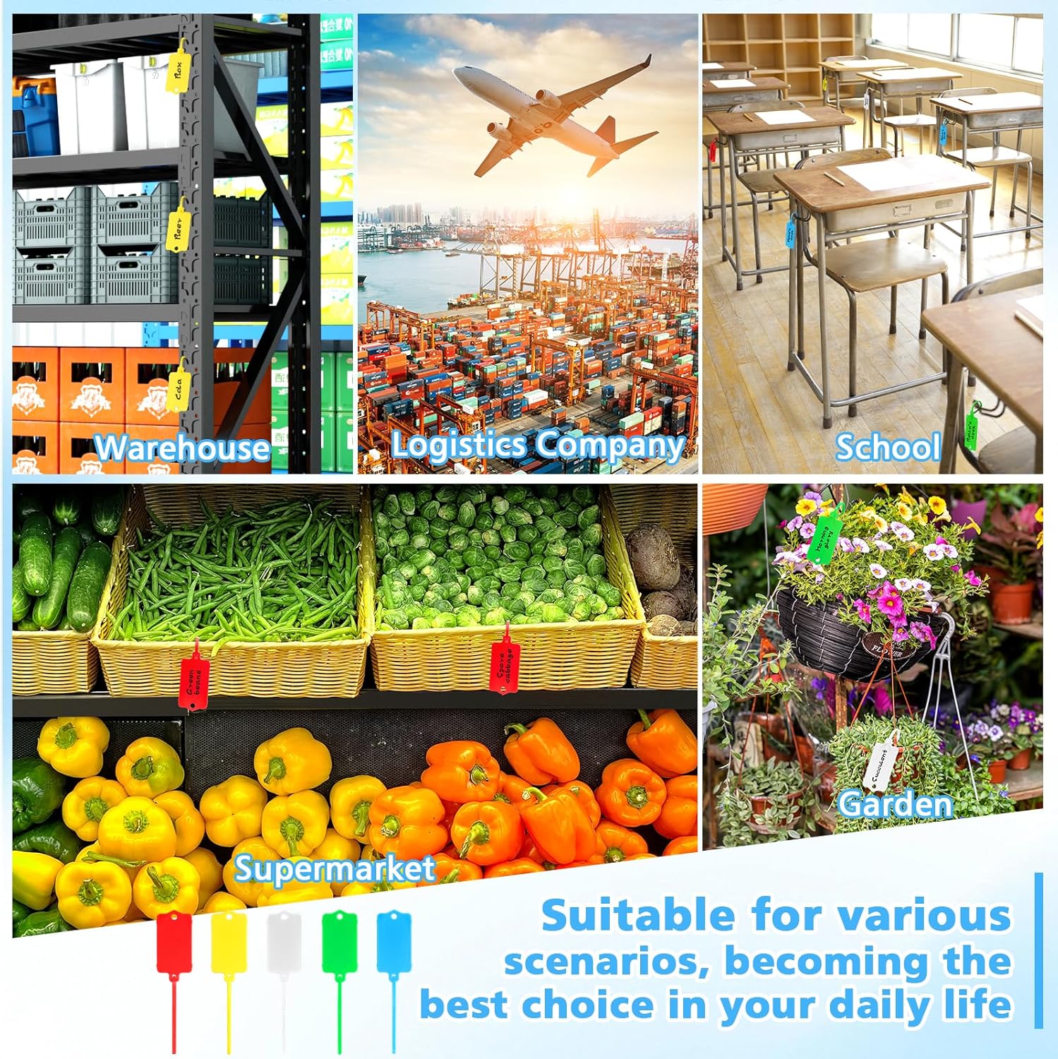 500 PCS Plastic Shipping Tags 1.46" x 2.48" Waterproof Labels Writable Hanging Tag with Sealing Strap Plastic Tags Shipping Cable Tie Label Tag for Keys Luggage Logistic Inventory - Image 7