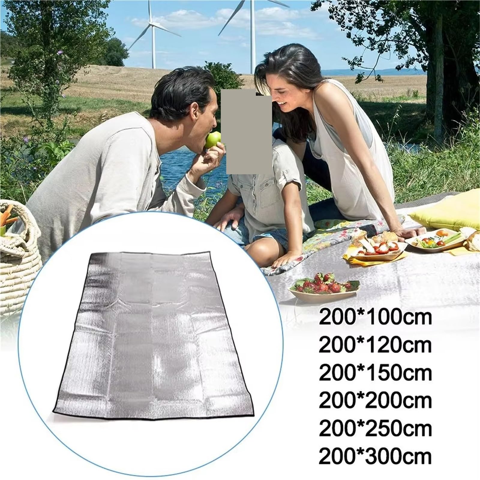 Estera Plateada for Acampar de Dos Caras, Manta Aluminio, Almohadilla Espuma, lámina Aislante, Tienda for Dormir for Exteriores