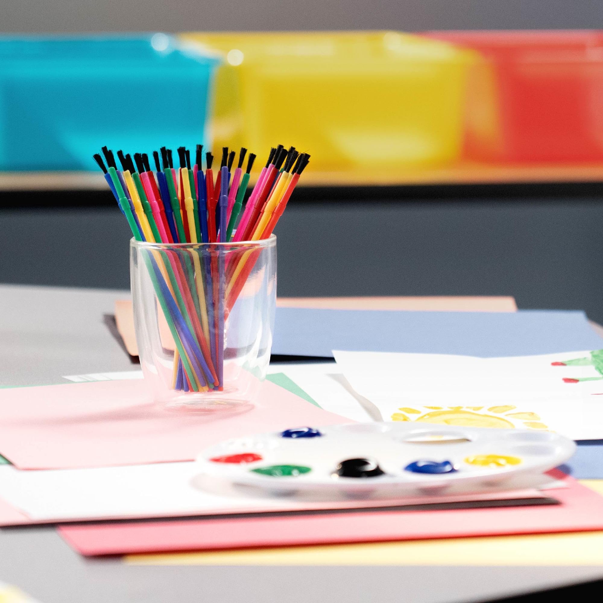 Schule smart Kunststoff Pinsel-Set – Verschiedene Größen – 144 Stück