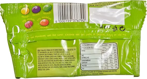Skittles Sours Sour Fruit Flavored Dragee Confectionery 38 gr